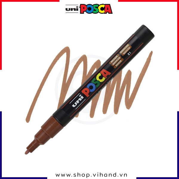 Bút sơn vẽ đa chất liệu Uni Posca Paint Marker PC-3M Fine - Brown (Nâu)