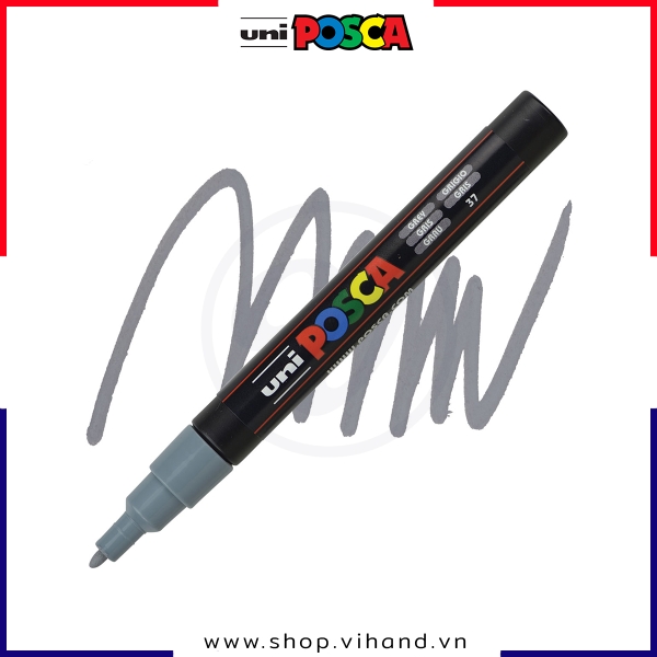 Bút sơn vẽ đa chất liệu Uni Posca Paint Marker PC-3M Fine - Grey (Xám)