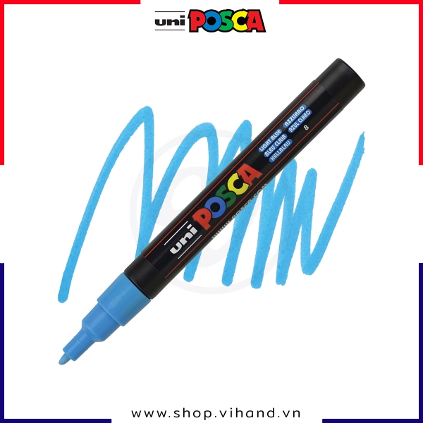 Bút sơn vẽ đa chất liệu Uni Posca Paint Marker PC-3M Fine - Light Blue