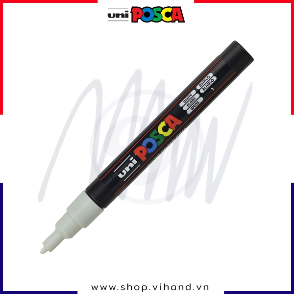 Bút sơn vẽ đa chất liệu Uni Posca Paint Marker PC-3M Fine - White (Trắng)