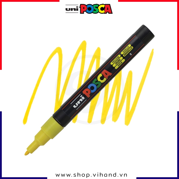 Bút sơn vẽ đa chất liệu Uni Posca Paint Marker PC-3M Fine - Yellow (Vàng)