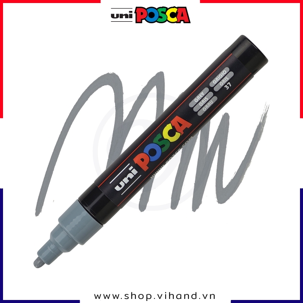 Bút sơn vẽ đa chất liệu Uni Posca Paint Marker PC-5M Medium - Grey (Xám)