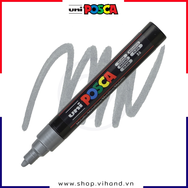 Bút sơn vẽ đa chất liệu Uni Posca Paint Marker PC-5M Medium - Silver (Bạc)