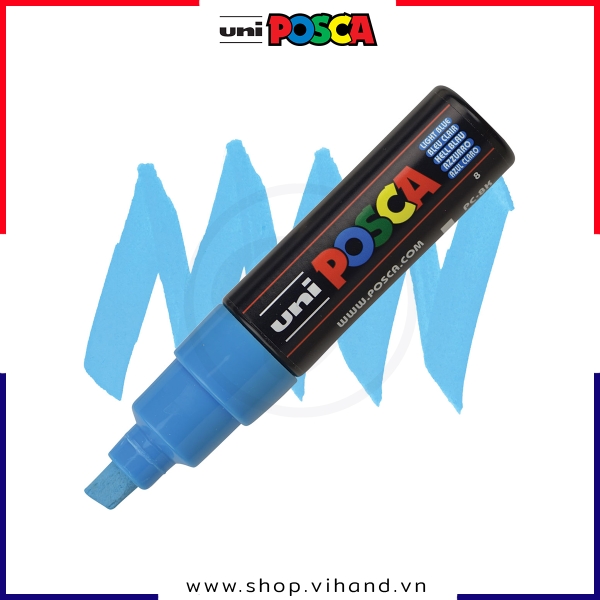 Bút sơn vẽ đa chất liệu Uni Posca Paint Marker PC-8K Bold - Light Blue