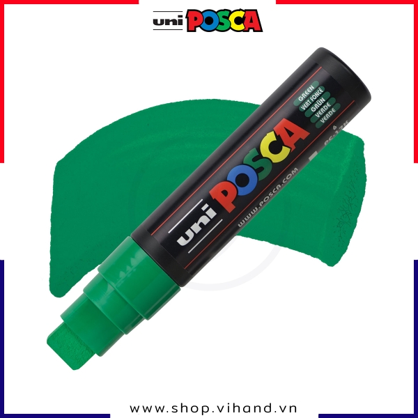 Bút sơn vẽ đa chất liệu Uni Posca Paint Marker PC-17K Chisel - Green (Xanh lá)