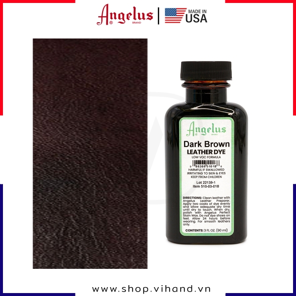 Màu nhuộm da Angelus Leather Dye Low VOC Dark Brown 90ml (3Oz) – 018
