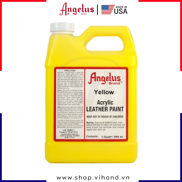 Màu vẽ da vải Angelus Acrylic Leather Paint 944ml (Quart) Yellow - 075
