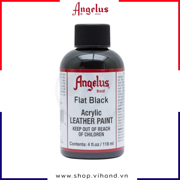 Màu vẽ da, vải Angelus Leather Paint Standard Flat Black (Đen mờ) 118ml (4Oz) – 101