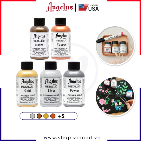 Màu vẽ da, vải Angelus Leather Paint Metallic 118ml (4Oz)