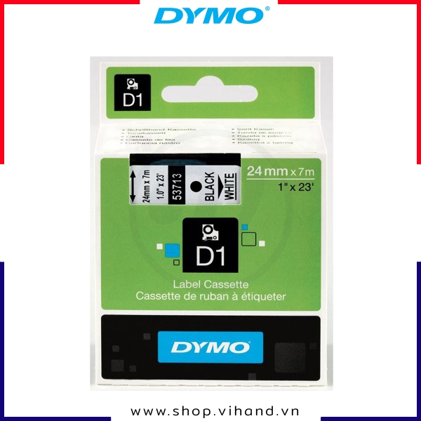 Nhãn dán Dymo D1 nhựa PET 24mm x 7m - Đen/Trắng | S0720930