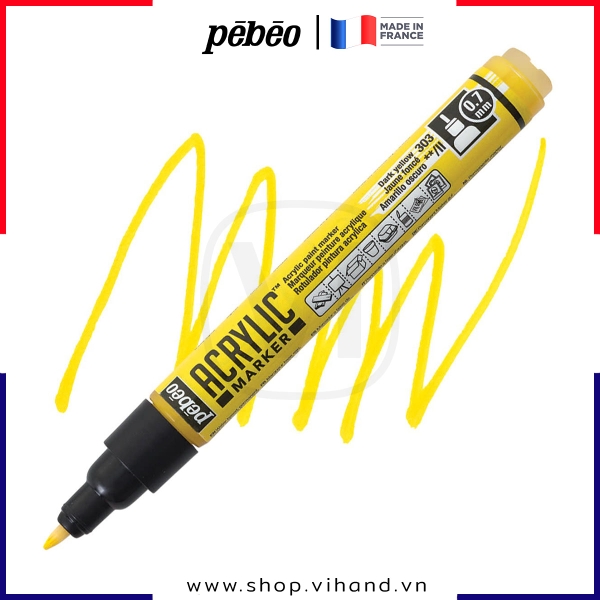 Bút đánh dấu Pebeo Acrylic Marker 0.7mm Extra Fine - Dark Yellow