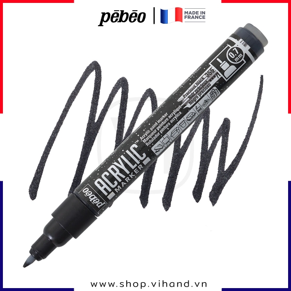 Bút đánh dấu Pebeo Acrylic Marker 0.7mm Extra Fine - Precious Black