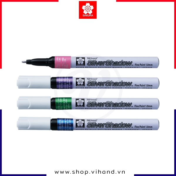 Bút sơn dầu ánh bạc có viền màu Sakura Pentouch Silver Shadow Color Marker - Ngòi 1.0mm