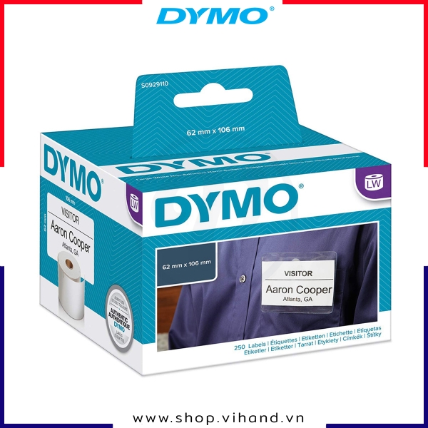 Tem giấy in bảng tên Dymo LW 62 x 106mm – (250/Cuộn) | S0929110