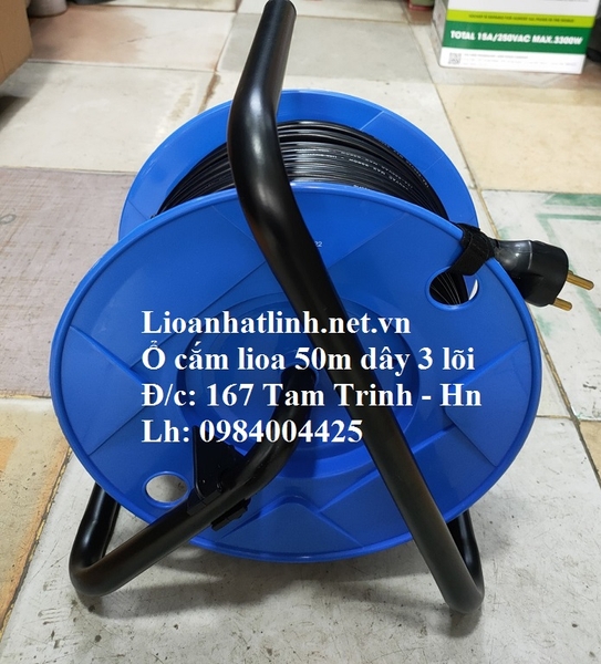 Ổ CẮM KÉO DÀI LIOA 50M KIỂU RULO DÂY 3 LÕI CÓ TIẾP ĐỊA QT50 - 3 - 15A