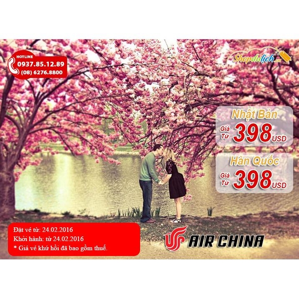 Air China (CA) - Khuyến mãi đi Nhật Bản, Hàn Quốc chỉ 398 USD