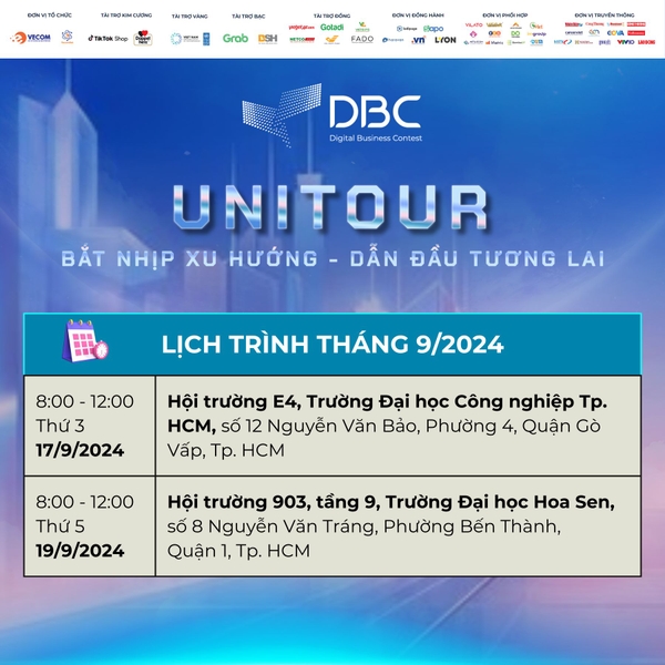 Unitour 2024 tại điểm đến tại Trường Đại học Công Nghiệp TP. HCM và Trường Đại học Hoa Sen