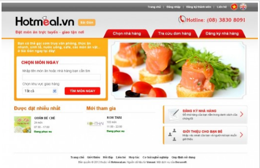 Khai trương website Hotmeal.vn – Đặt món ăn uống trực tuyến, giao tận nơi