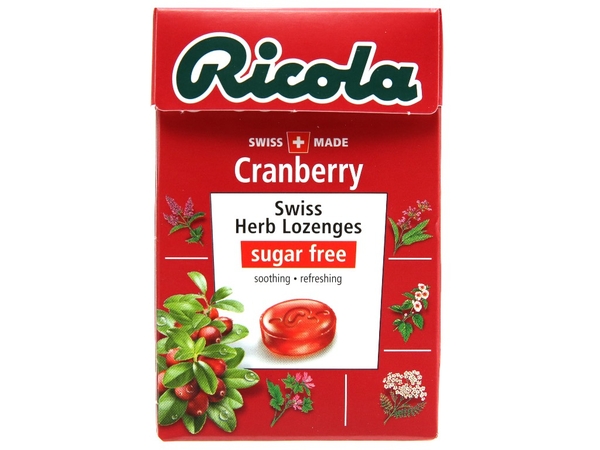 RICOLA - SWISS HERB LOZENGES CRANBERRY (KẸO HO KHÔNG ĐƯỜNG CRANBERRY 40G)