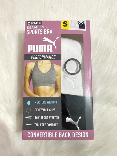 PUMA - SEAMLESS SPORTS BEA (SET 2 ÁO TẬP TRẮNG,ĐEN S)