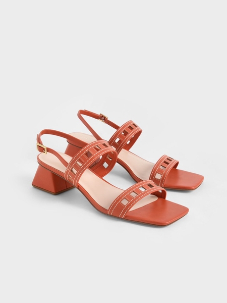 CHARLES & KEITH - CK1-60050962 ORANGE (GIẦY QUAI HẬU GÓT VUÔNG CAM SIZE 36)