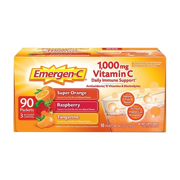 EMERGEN-C - VITAMIN C 1000MG DAILY IMMUNE SUPPORT (SET 90 GÓI BỔ SUNG VITAMIN C 3 VỊ)