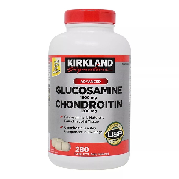 KIRKLAND - GLUCOSAMINE 1500MG CHONDROITIN 1200MG (THUỐC HỖ TRỢ XƯƠNG KHỚP ĐỎ 280 VIÊN)