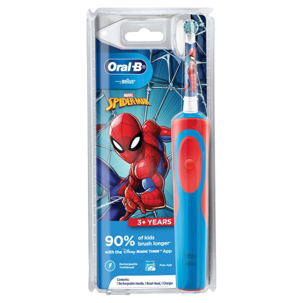 ORAL-B - 90% OF KIDS BRUSH LONGER SPIDER MEN (BÀN CHẢI ĐIỆN CHO BÉ TRAI 3+ TUỔI)