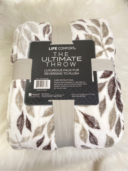 LIFE COMFORTR - THE ULTIMATE THROW (MỀN TRẮNG CHIẾC LÁ NÂU  152cm x 177cm)