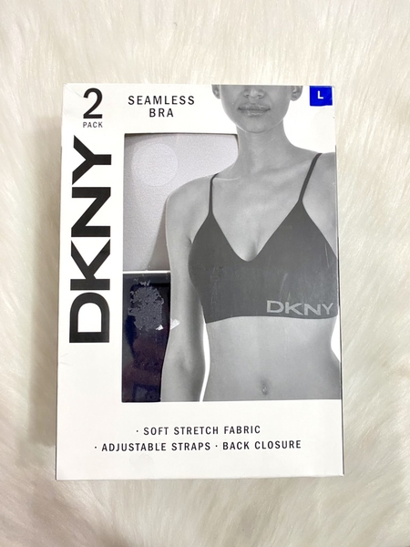 DKNY - Seamless Bra (SET 2 Áo Lót Size L, Đen Xám)