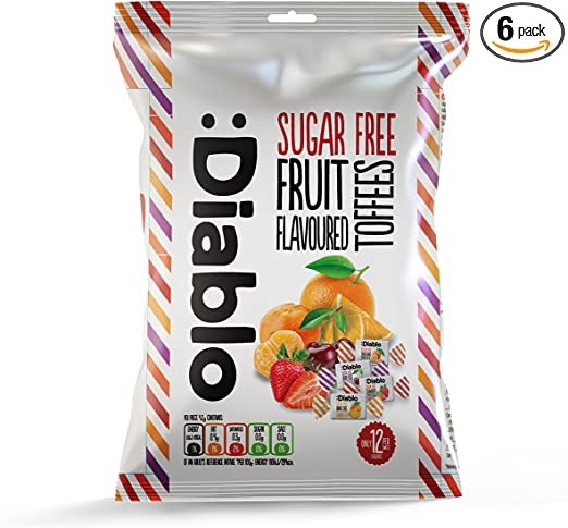 DIABLO - FRUIT FLAVOURED TOFFEES SUGAR FREE (KẸO TRÁI CÂY KHÔNG ĐƯỜNG 75G)