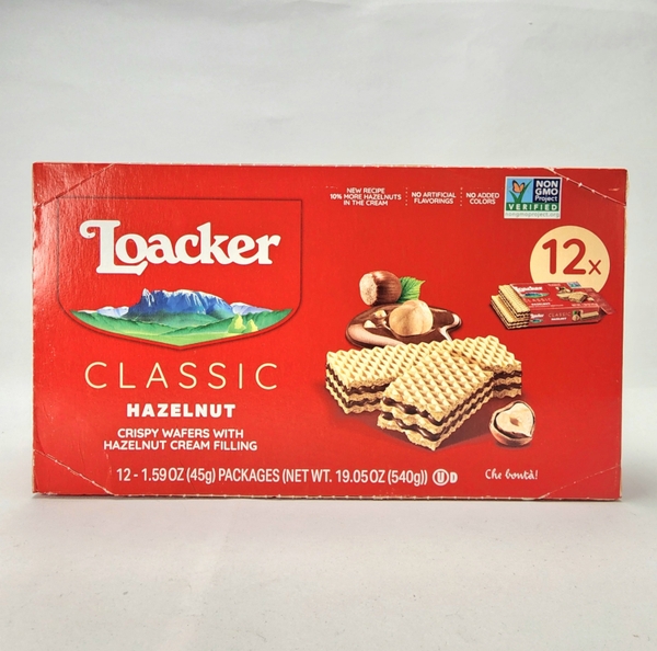 LOACKER - CLASSIC HAZENUT (BÁNH XỐP NHÂN HẠT PHỈ 12x45G)