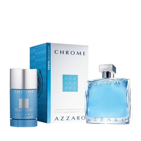 AZZARO - CHROME (GIFT SET EDT 100ml, DEODORANT STICK 75ml)