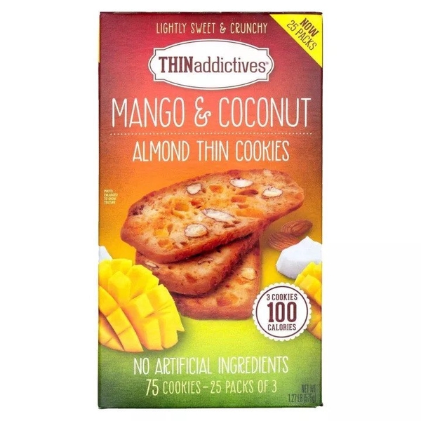 THINaddictives - MANGO & COCONUT ALMOND THIN COOKIES (BÁNH QUY XOÀI, DỪA, HẠNH NHÂN 575G)