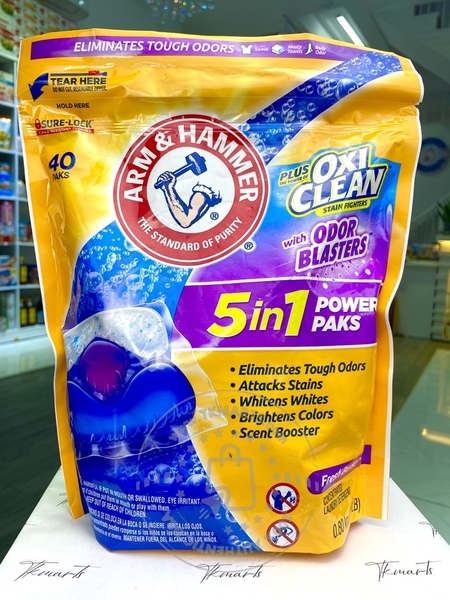 ARM & HAMMER - OXI CLEAN 5IN1 POWER (VIÊN GIẶT 5IN1 40 VIÊN)
