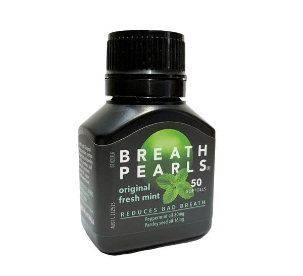 BREATH PEARLS - fresh mint ORIGINAL FORMULA (VIÊN UỐNG THƠM MIỆNG 50 VIÊN)