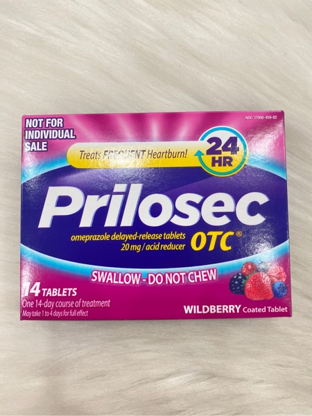 PRILOSEC -  OMEPRIZOLE DELAYED-RELEASE TABLETS WILD BERY (VIÊN UỐNG HỖ TRỢ DẠ DÀY CÁC LOẠI DÂU 14 VIÊN)