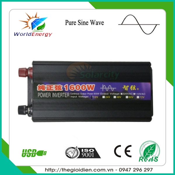 Inverter sin chuẩn 1600W - 12V Điện Năng Lượng Mặt Trời