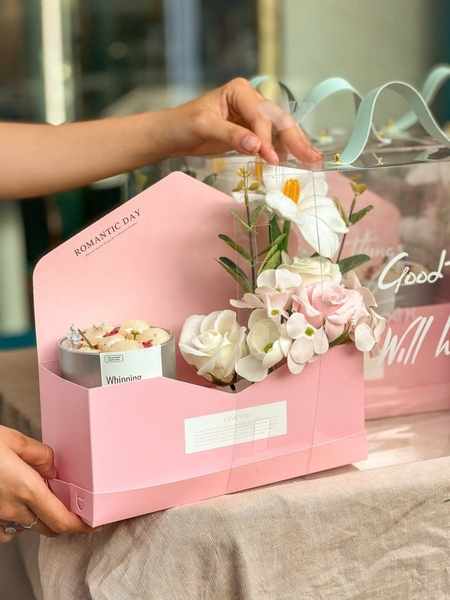 Set quà hộp bì thư và ô long lài nhãn hộp thiếc