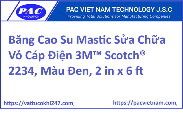 Băng Cao Su Mastic Sửa Chữa Vỏ Cáp Điện 3M™ Scotch® 2234, Màu Đen, 2 in x 6 ft