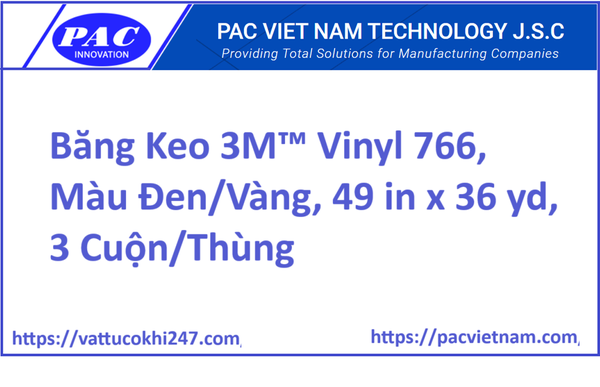 Băng Keo 3M™ Vinyl 766, Màu Đen/Vàng, 49 in x 36 yd, 3 Cuộn/Thùng