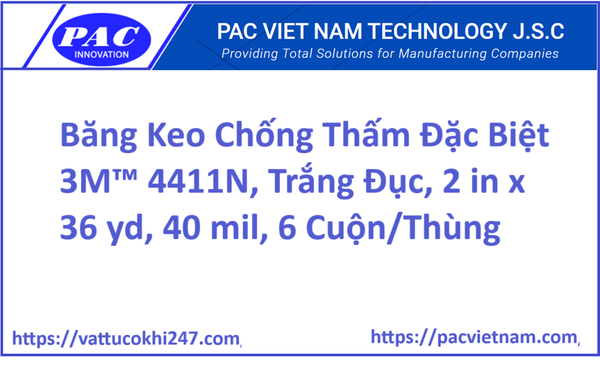 Băng Keo Chống Thấm Đặc Biệt 3M™ 4411N, Trắng Đục, 2 in x 36 yd, 40 mil, 6 Cuộn/Thùng