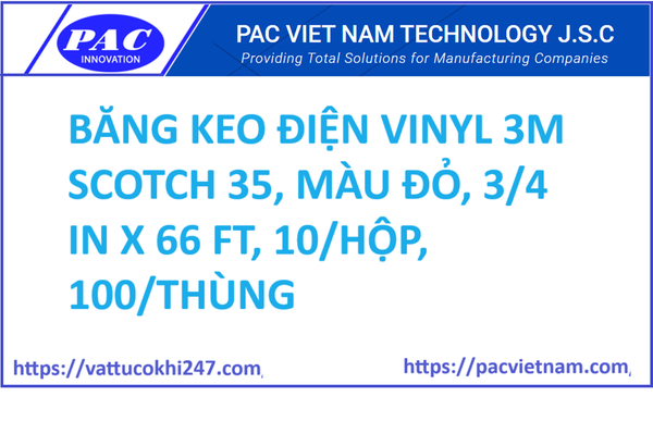BĂNG KEO ĐIỆN VINYL 3M SCOTCH 35, MÀU ĐỎ, 3/4 IN X 66 FT, 10/HỘP, 100/THÙNG