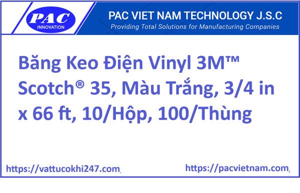 Băng Keo Điện Vinyl 3M™ Scotch® 35, Màu Trắng, 3/4 in x 66 ft, 10/Hộp, 100/Thùng