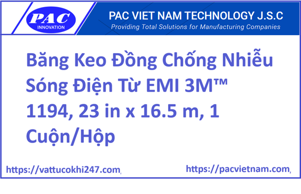 Băng Keo Đồng Chống Nhiễu Sóng Điện Từ EMI 3M™ 1194, 23 in x 16.5 m, 1 Cuộn/Hộp