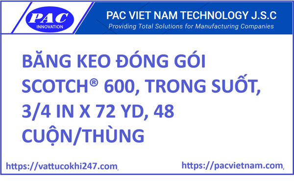 BĂNG KEO ĐÓNG GÓI SCOTCH® 600, TRONG SUỐT, 3/4 IN X 72 YD, 48 CUỘN/THÙNG