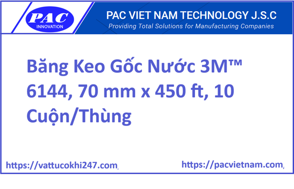 Băng Keo Gốc Nước 3M™ 6144, 70 mm x 450 ft, 10 Cuộn/Thùng