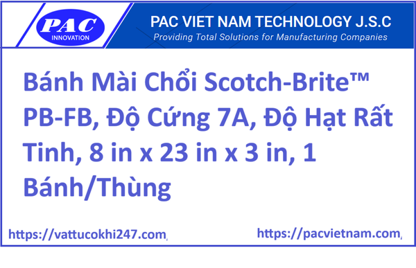 Bánh Mài Chổi Scotch-Brite™ PB-FB, Độ Cứng 7A, Độ Hạt Rất Tinh, 8 in x 23 in x 3 in, 1 Bánh/Thùng