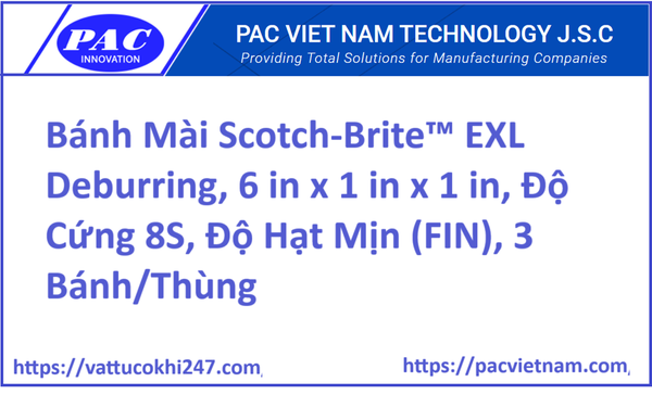 Bánh Mài Scotch-Brite™ EXL Deburring, 6 in x 1 in x 1 in, Độ Cứng 8S, Độ Hạt Mịn (FIN), 3 Bánh/Thùng