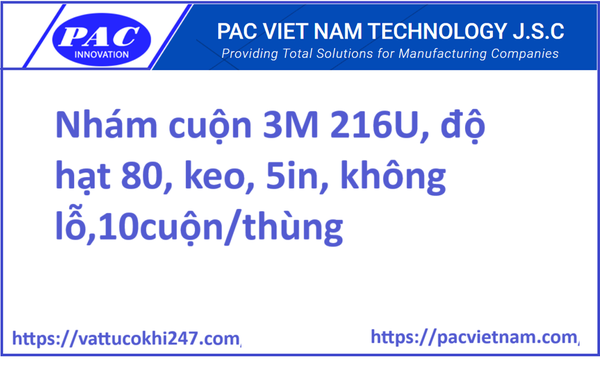 Nhám cuộn 3M 216U, độ hạt 80, keo, 5in, không lỗ,10cuộn/thùng